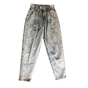 Vintage Bonjour Womens Striped Mom Jeans High Rise Waist Tapered Leg Size 10